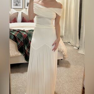 Meshki Off-Shoulder Cream Maxi Dress